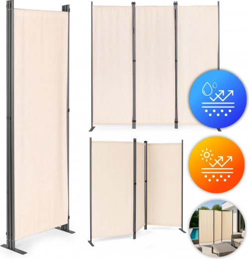 Biombo de jardín plegable de tres paneles MultiGarden 167 × 164 cm beige