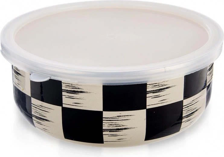 Cuenco esmaltado con tapa Ajedrez 19 cm, 1,5 l