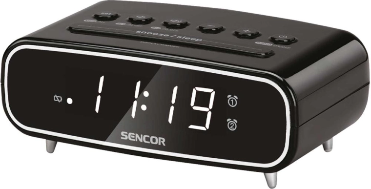 Radio despertador Sencor con radio FM PLL y alarma dual