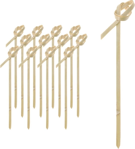 Pinchos de bambú para fiesta con nudo 9 cm, 50 uds
