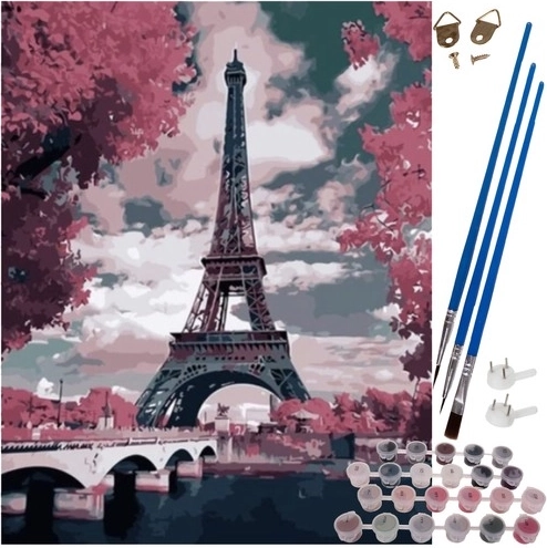 Pintura por números 40 × 50 cm – Torre Eiffel en bastidor