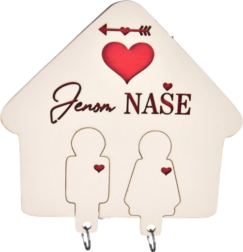 Colgador para llaves “Solo nuestro” – beige, de madera, de pared