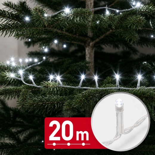 Cadena de luces LED con luz blanca fría, 20 m, 400 LED