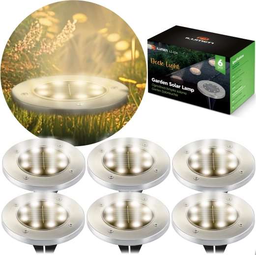 Luces solares empotrables de jardín ILUMEN, set de 6 unidades