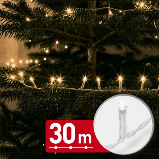 Guirnalda luminosa LED de 30 m con 600 LED, luz blanca cálida