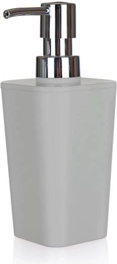 Dispensador de jabón de plástico resistente, gris 7,3 × 7,3 × 17 cm