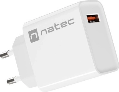 Cargador de red NATEC Ribera 1× USB‑A 18 W blanco