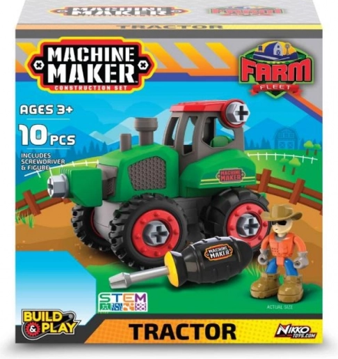 Kit de construcción de máquinas agrícolas MACHINE MAKER – granja, set de atornillado para niños a partir de 3 años