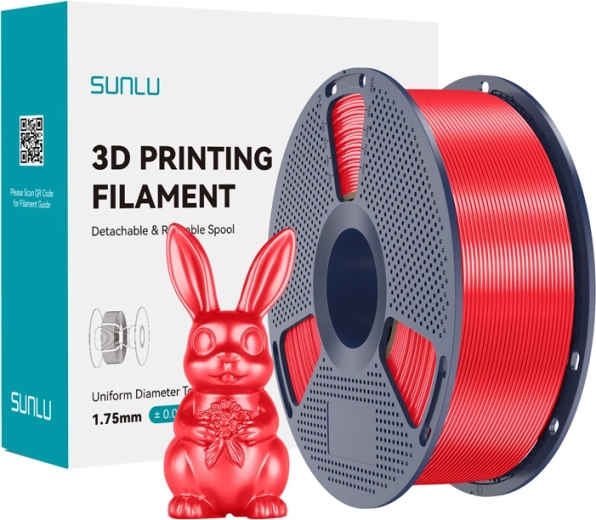 Filamento Sunlu PLA+ Silk para impresión 3D, rojo