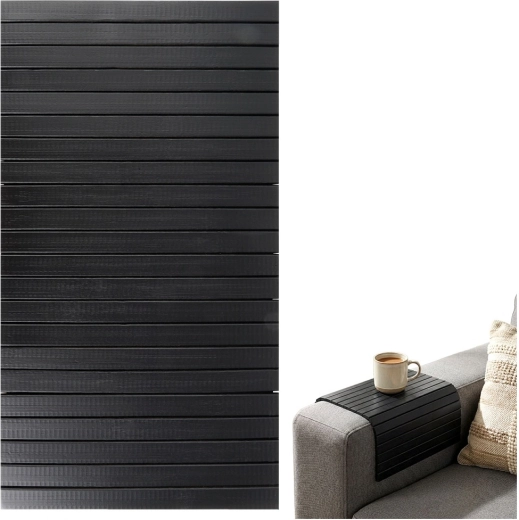 Mantel individual de bambú enrollable para mesa, negro 44 × 24 cm