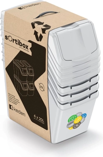 Juego de cubos de clasificación de residuos Sortibox, 4×20 l, gris ceniza