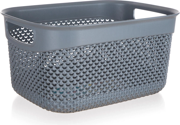 Cesta de plástico con acabado de ratán, color antracita, 6,6 l