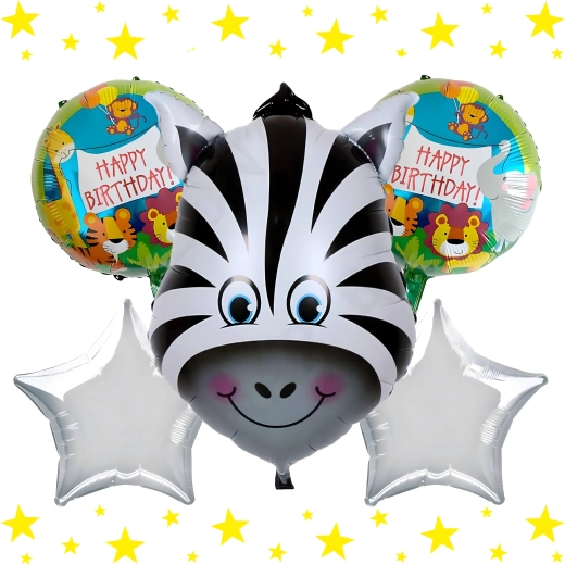 Set de globos de cumpleaños jirafa, animalitos para celebración, 5 uds.