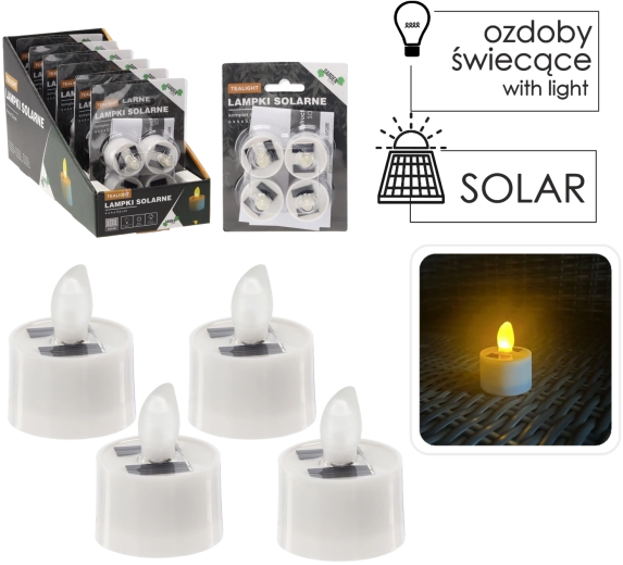 Juego de velas LED solares tipo té, 4 uds.