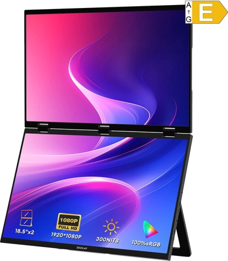 Monitor dual portátil Zeuslap Z18W 2× 18,5" Full HD