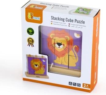 Bloques apilables deslizantes Viga Safari – cubos de madera para niños, 9 bloques