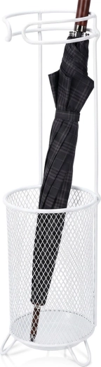 Soporte metálico blanco para paraguas 18 × 50 cm - 1 pieza