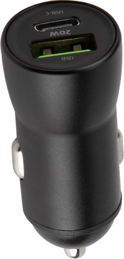 Cargador de coche MAXLIFE MXCC-04 20 W con USB-C y USB, negro
