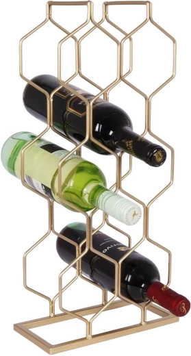 Soporte de vino metálico en color dorado para 8 botellas 23 × 48 cm