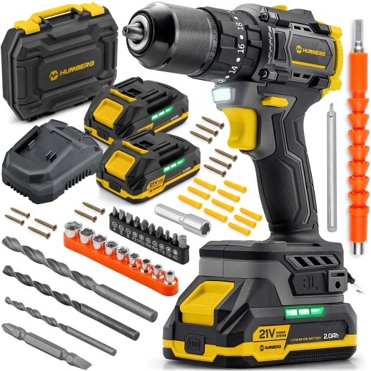 Taladro percutor a batería Humbers 21 V sin escobillas