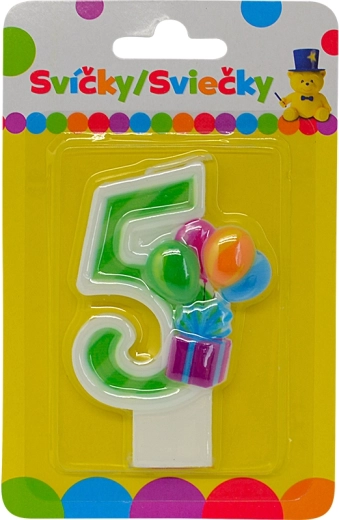 Vela de cumpleaños número 5 con globos