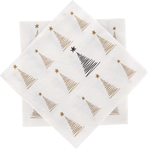 Servilletas de papel festivas con motivo de arbolito, 3 capas, 33 × 33 cm, 20 uds.