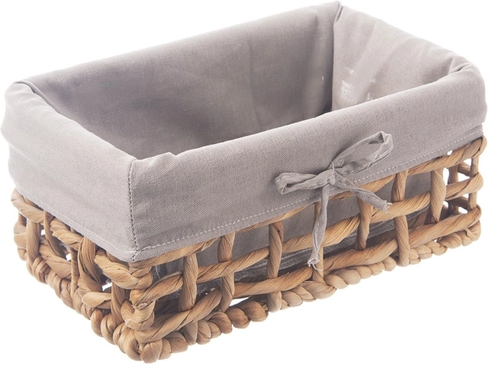 Cesta de almacenamiento natural con forro de tela 26,5 × 17 × 12,5 cm