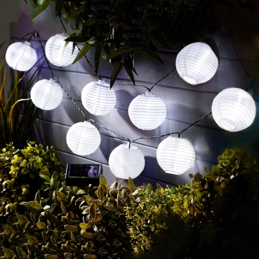 Cadena solar con farolillos blancos y LED de luz blanca fría, 2,5 m