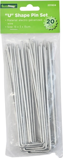 Anclaje en U para agrotextil 15 × 3 × 15 cm galvanizado (20 uds.)