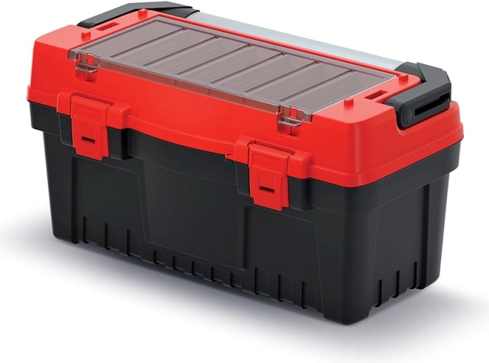 Maletín para herramientas EVO con asa metálica, separadores y organizador, 548 × 274 × 286 mm – rojo