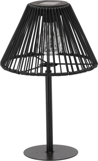 Lámpara de mesa solar de metal, negra, 33 cm LED