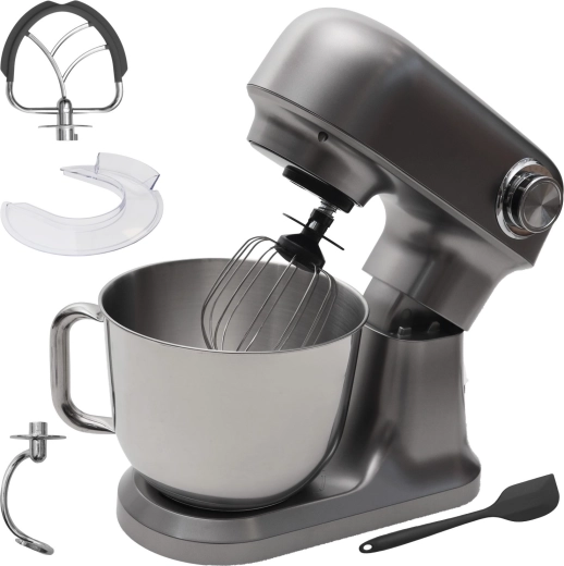 Robot de cocina planetario Bauerkraft con bol de acero inoxidable 5 l, 1500 W, plata oscuro