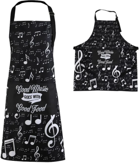 Delantal de cocina con motivo de notas musicales