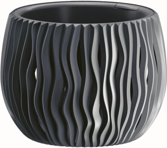 Maceta Sandy Bowl con inserto 18 cm antracita