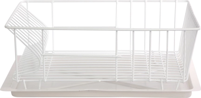 Escurridor rectangular blanco para vajilla con bandeja de goteo 36 × 29 cm