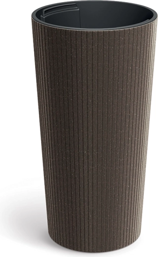 Maceta Lamia Slim Eco Wood 25 cm café