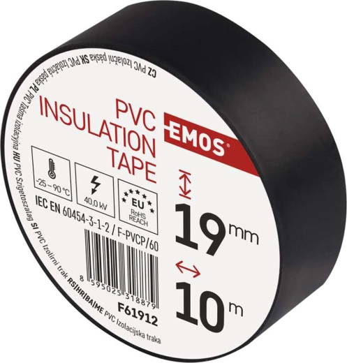 Cinta aislante de PVC 19 × 10 m – negra