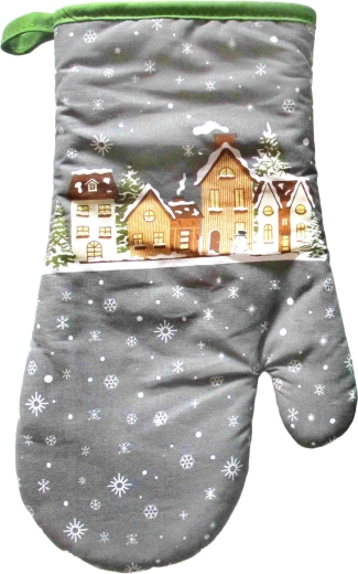 Manopla de cocina navideña casas nevadas 18 × 30 cm