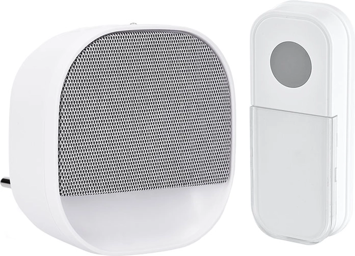 Timbre inalámbrico Solight para enchufe con luz nocturna, 180 m, blanco