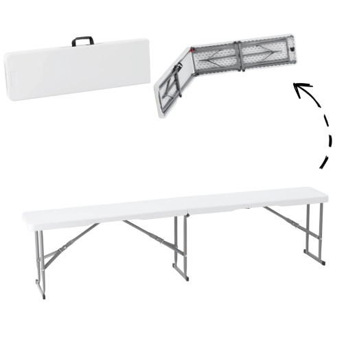 Banco plegable de camping y catering 180 × 28 × 43,5 cm