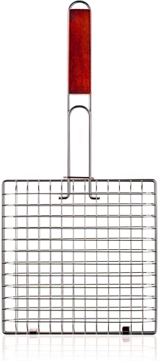Rejilla para asar cuadrada 22 × 22 cm con mango de madera