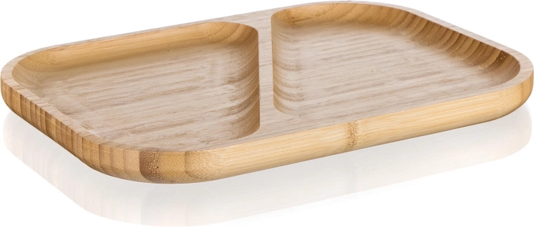 Plato de bambú para servir con divisiones 28,5 × 21 × 2 cm BRILLANTE
