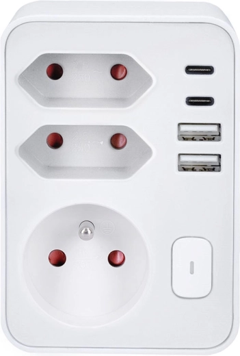 Regleta Solight con carga rápida USB PD de 20 W, blanca