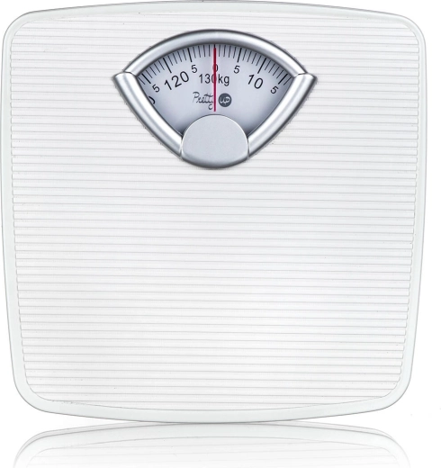báscula mecánica personal 130 kg en color blanco PU-07