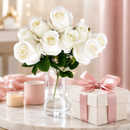 Ramo de rosas de té artificiales de 50 cm - 1 unidad