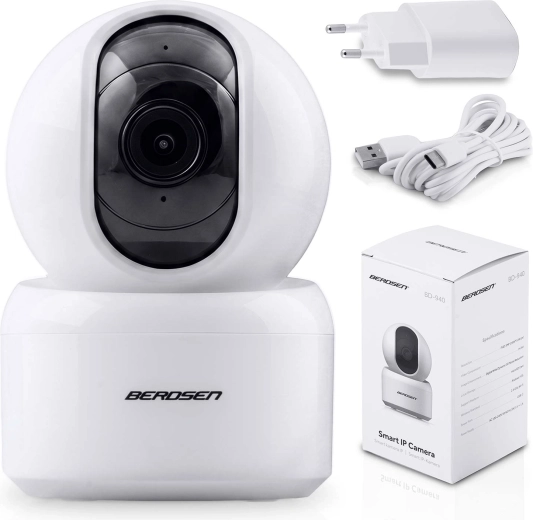 Cámara IP Wi‑Fi rotatoria Berdsen 3 Mpx para monitorización del hogar y vigilabebés