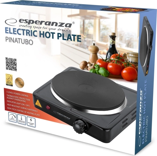 Cocina eléctrica de una placa Esperanza PINATUBO negra