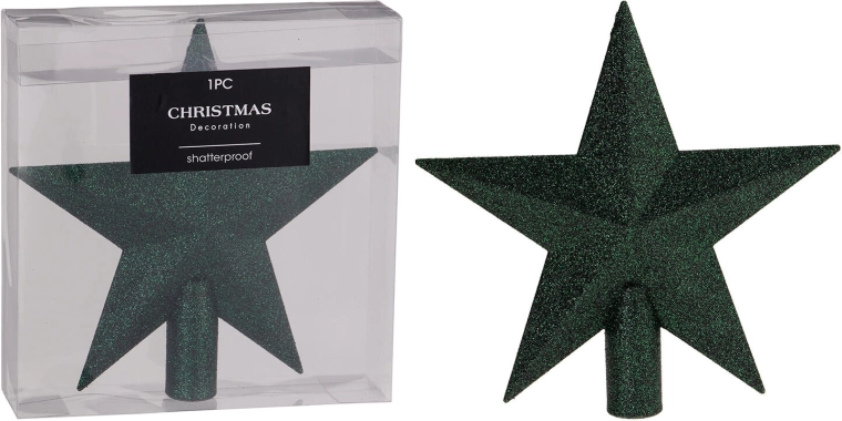 Punta para árbol de Navidad Estrella verde oscuro 19 cm