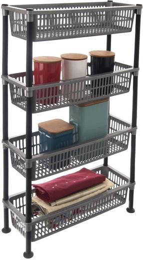 Estantería estrecha de baño GREY de 4 niveles 50 × 19,5 × 83 cm