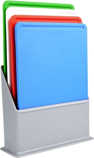 Tablas de cortar de plástico con soporte 20,5 × 15 cm, juego de 4 piezas